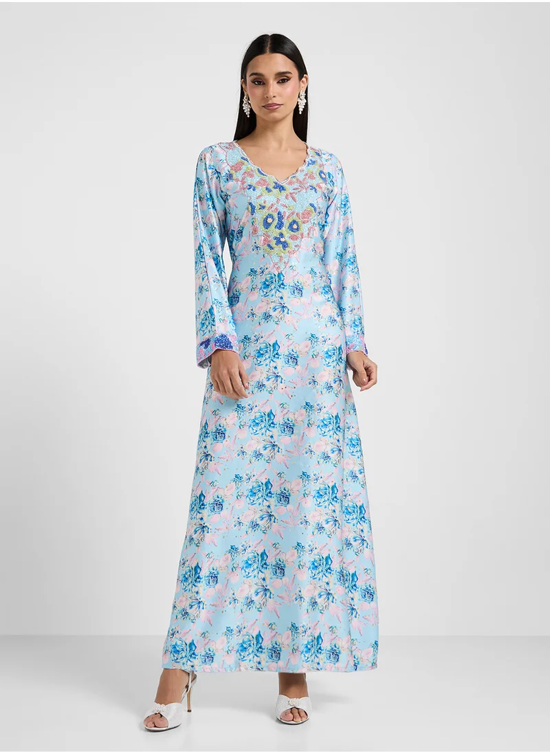 ارابيان كلوزيت Embellished Belted Jalabiya