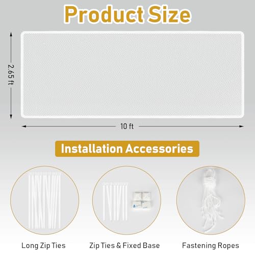 Gudui Indoor Outdoor Baby Safety Stair Railing Net 10ft x 2.6ft Baby Proofing Stair Balcony Banister Rail Guard Child Safety Stair Protection Safe Rail, White - Image 2