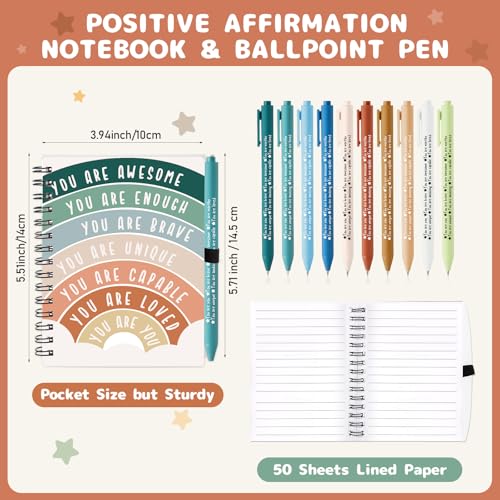 Thenshop 80 Pcs Mental Health Awareness Gifts Bulk 40 Notebook Journals 40 Positive Affirmation Pens for Women Coworker Office Staff Nurse Teacher Student End of Year Gifts (Rainbow Color) - Image 2