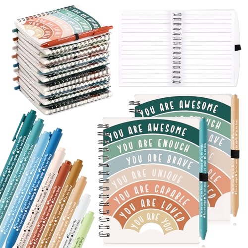 Thenshop 80 Pcs Mental Health Awareness Gifts Bulk 40 Notebook Journals 40 Positive Affirmation Pens for Women Coworker Office Staff Nurse Teacher Student End of Year Gifts (Rainbow Color) - Image 1
