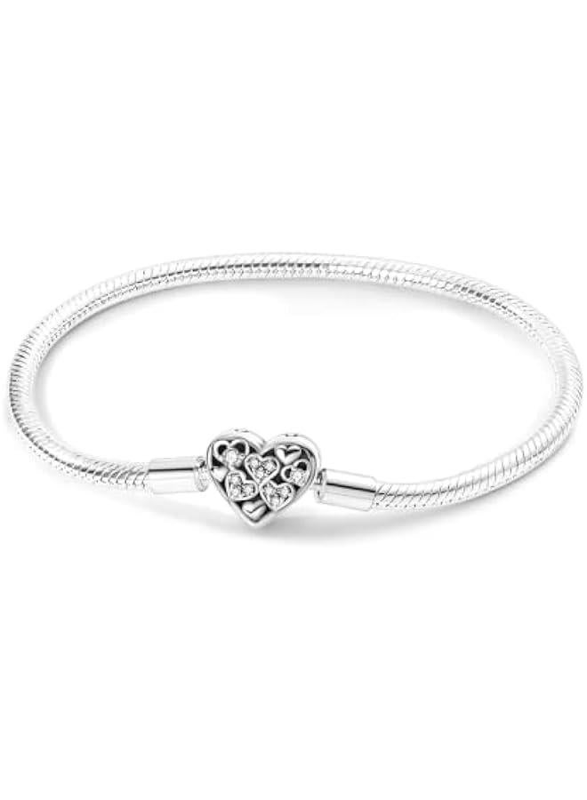 Arabest 925 Sterling Silver Charm Bracelet for Woman Snake Chain Bracelet Star Moon erfly Cute Iconic Moments European Bracelet Jewelry Gift for Woman  - Image 1