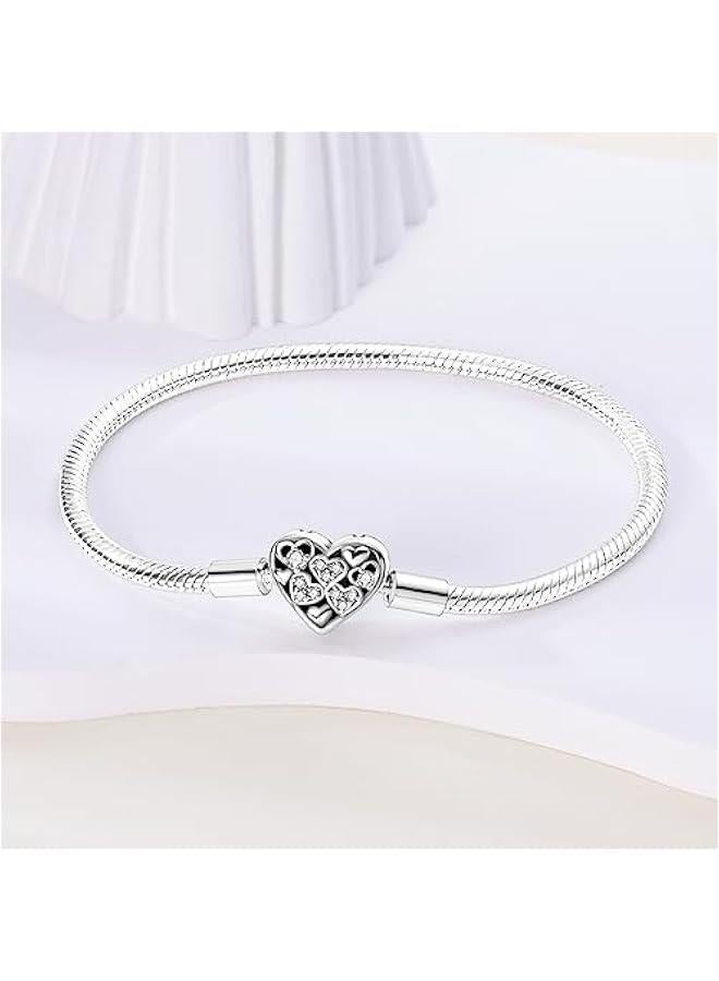 Arabest 925 Sterling Silver Charm Bracelet for Woman Snake Chain Bracelet Star Moon erfly Cute Iconic Moments European Bracelet Jewelry Gift for Woman  - Image 2