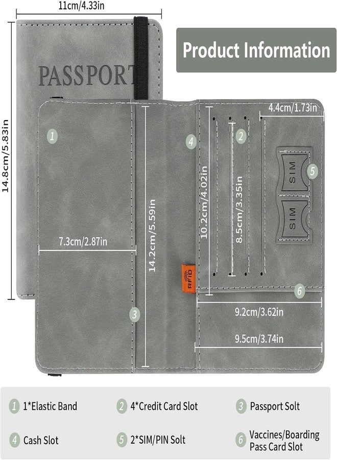 SPELLWISH RFID Blocking Passport Holder Travel Essentials, Passport Wallet for Men and Women, Multifunction Travel Document Holder, PU Leather Card Case Cover with Elastic Band Closure - Image 4