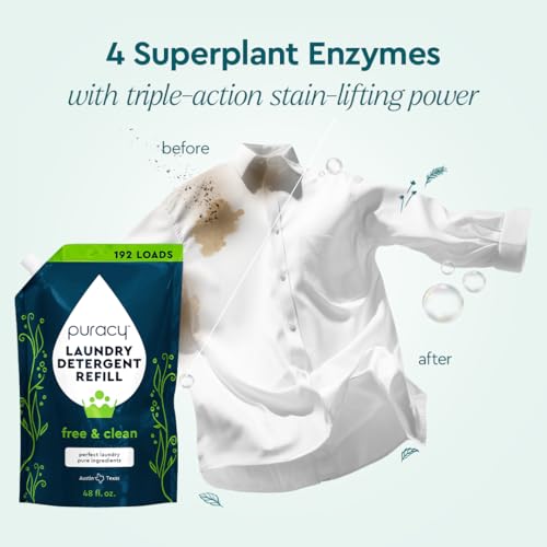 Puracy Laundry Detergent Refill - Enzyme-Powered Liquid Detergent Concentrate, Natural Laundry Detergent Seen on TikTok, Non-Toxic (Free & Clear, 48 fl oz, 192 Loads) - Image 2