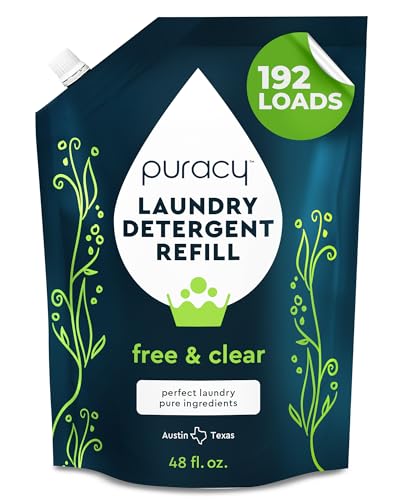 Puracy Laundry Detergent Refill - Enzyme-Powered Liquid Detergent Concentrate, Natural Laundry Detergent Seen on TikTok, Non-Toxic (Free & Clear, 48 fl oz, 192 Loads) - Image 1