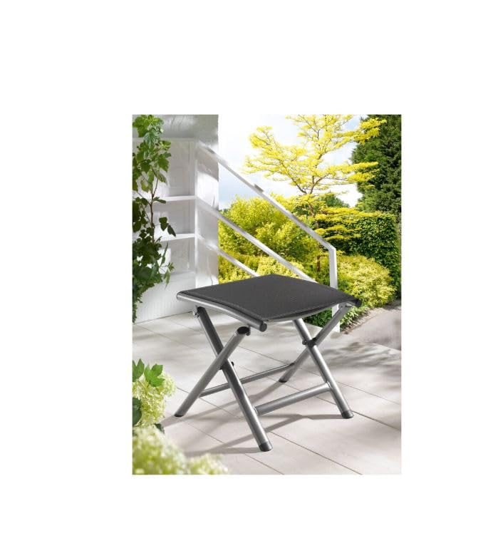 Sisliya Sisliya Folding Stool Camping Stool Footrest Made of Aluminium Coated Framefor Balcony PatioFoot Stool Folding Travel Stool  - Image 2