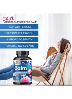 Nature's Nutrition Calm & Stress Support Supplement - with Magnesium, Ashwagandha, 5-HTP, L-Theanine, GABA - Natural Stress & Immune Support to Relax, Focus, Unwind - Vegan & Non-GMO - 120 Capsules