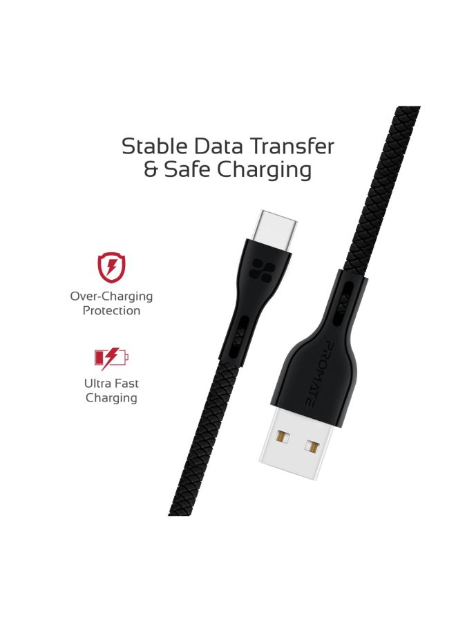 بروميت كابل USB-C إلى USB-A، كابل شحن سريع للغاية متين بقوة 2 أمبير مع نقل البيانات عالي السرعة، بحماية من الشحن الزائد، بسلك بطول 1.2 متر وبحماية من التيار الزائد للأجهزة المتاحة TYPE-C، باوربيم -C بلون أسود أسود - Image 5