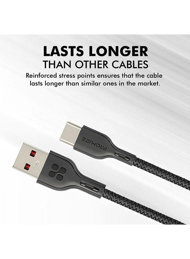 بروميت كابل USB-C إلى USB-A، كابل شحن سريع للغاية متين بقوة 2 أمبير مع نقل البيانات عالي السرعة، بحماية من الشحن الزائد، بسلك بطول 1.2 متر وبحماية من التيار الزائد للأجهزة المتاحة TYPE-C، باوربيم -C بلون أسود أسود - Image 4