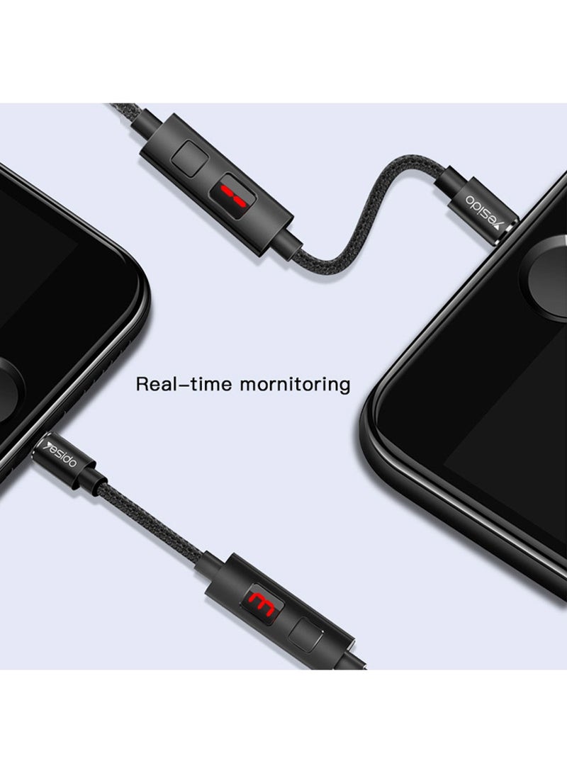 Yesido CA46 Timing Cut Off / Disconnect 5A Output USB to Type-C Data Cable - Black - Image 3