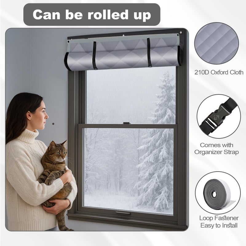Zejoot Winter Insulation Window Cover 63 x 47 Inches, Oxford Thermal Window Blanket, Thick Cotton Filled Winter Windows Curtain for Keeping Warming - Image 3