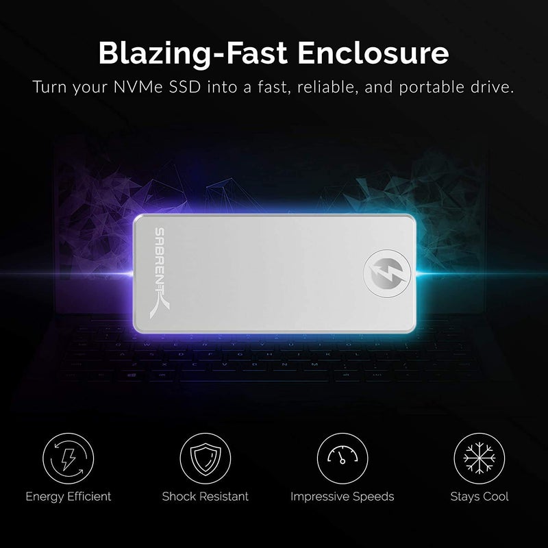 SABRENT Thunderbolt 3 Certified M.2 NVMe SSD Tool Free Solid Aluminum Enclosure (EC-T3NS) - Image 4