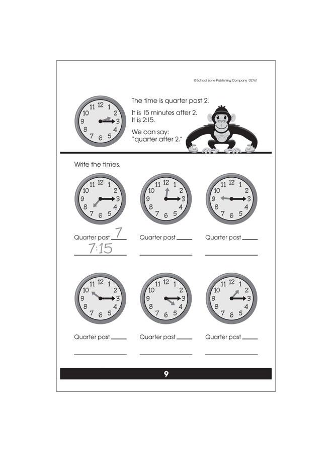School Zone Tell Time Workbook - Ages 6 to 8, 1st Grade, 2nd Grade, Telling Time, Digital, Analog, Clock, and More (School Zone Little Get Ready!™ Book Series) - Image 2