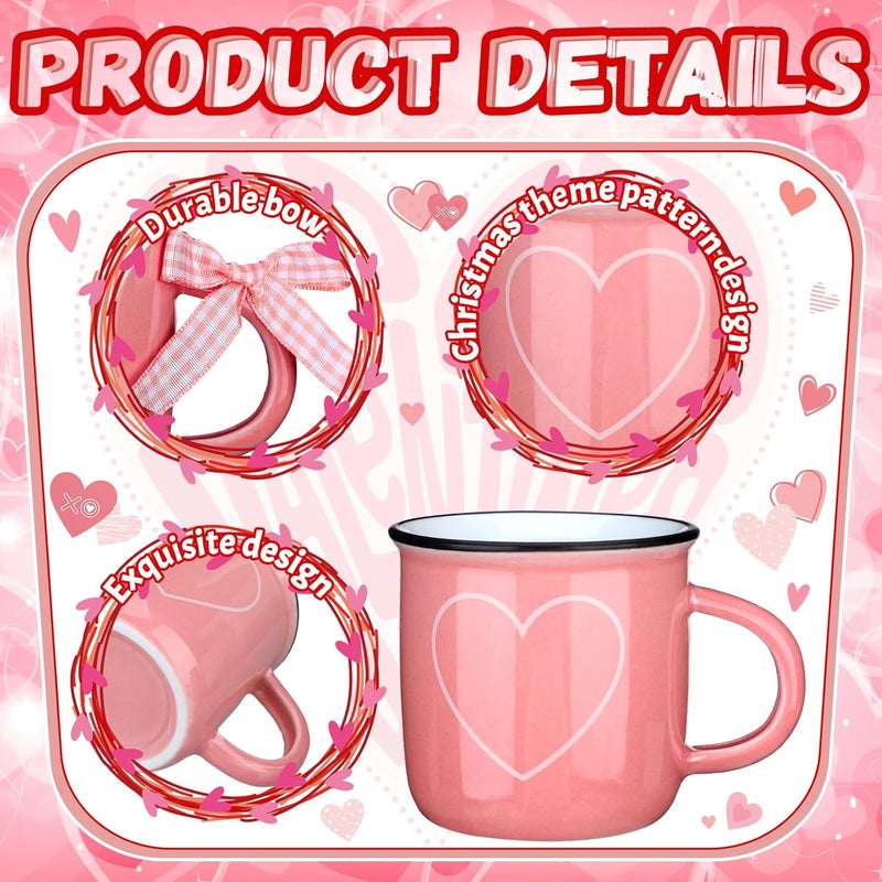 Suttmin 6 Pcs Valentines Day Mini Coffee Mugs with Ribbon Love Mini Coffee Cups Valentines Tiered Tray Decor for Anniversary Wedding Table Centerpieces Decoration - Image 3
