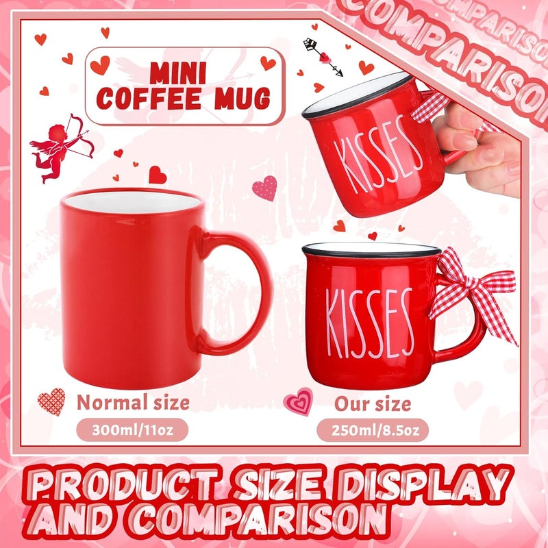 Suttmin 6 Pcs Valentines Day Mini Coffee Mugs with Ribbon Love Mini Coffee Cups Valentines Tiered Tray Decor for Anniversary Wedding Table Centerpieces Decoration - Image 4