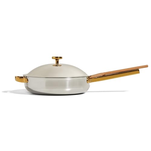 Our Place Titanium Always Pan Pro - 10.6” (2.8 Qt) No-Coating Nonstick Skillet | Tri-Ply Titanium & Stainless Steel | Safe for Oven, Induction & All Cooktops up to 750°F | Includes Spatula | Gold - Image 1