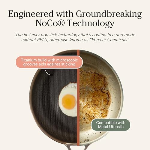 Our Place Titanium Always Pan Pro - 10.6” (2.8 Qt) No-Coating Nonstick Skillet | Tri-Ply Titanium & Stainless Steel | Safe for Oven, Induction & All Cooktops up to 750°F | Includes Spatula | Gold - Image 3