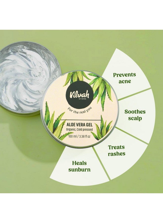 فيلاه ستور جل الصبار من Vilvah Store يحتوي على 99% من الصبار الطبيعي النقي للوجه، جل تصفيف الشعر، مرطب للبشرة، يرطب ويهدئ مع فيتامين E وخالي من البارابين، 100 جرام (عبوة من قطعتين) - Image 4