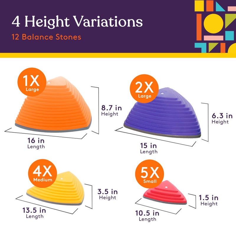 Special Supplies Stepping Stones for Kids Indoor and Outdoor Balance Blocks Promote Coordination, Balance, Strength Child Safe Rubber, Non-Slip Edging (12 Pk) - Image 2