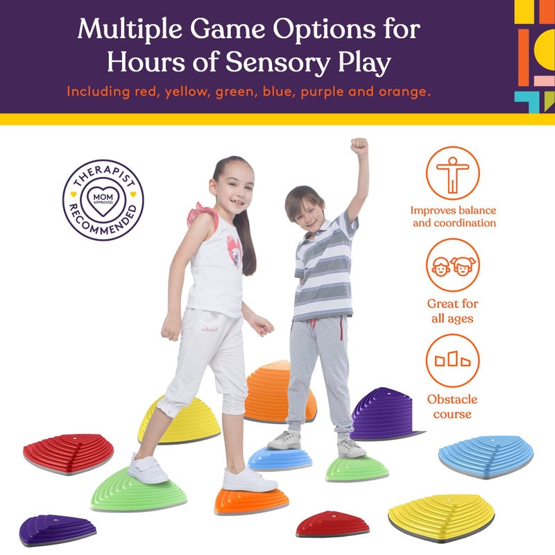 Special Supplies Stepping Stones for Kids Indoor and Outdoor Balance Blocks Promote Coordination, Balance, Strength Child Safe Rubber, Non-Slip Edging (12 Pk) - Image 5