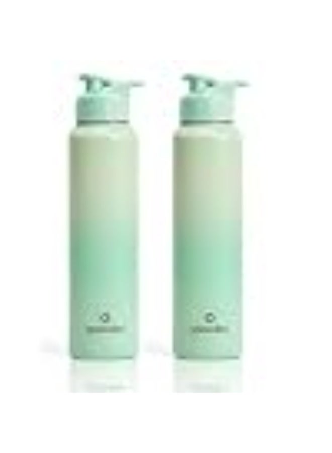 Speedex Stainless Steel Metal Water Bottle 1 Ltr 1000 ml, BIS Approved, Leak Proof Sipper Cap Bottle for Office, School, Gym, Travel, Daily Use for Men, Women, Kids, Adults, Dual Green, Set of 2 - Image 1