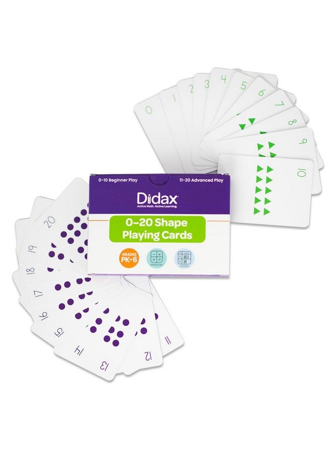Didax Numbers 0-20 Shape Playing Cards - Four Basic Shapes - Circle, Square, Triangle, and Diamond - Grades K-6- School Friendly Playing Cards - in-Home Learning Game