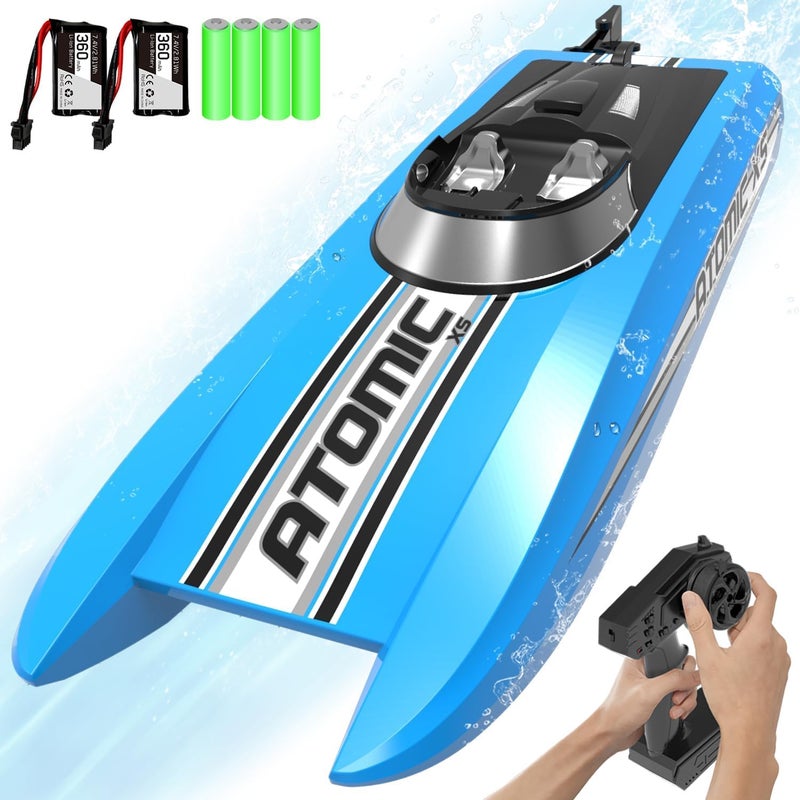 VOLANTEXRC Remote Control Boats for Pools and Lakes 20+MPH AtomicXS High Speed RC Boat for Kids or Adults Toy Boat Gifts with 2 Batteries & Reverse Function (795-5 Blue) - Image 1