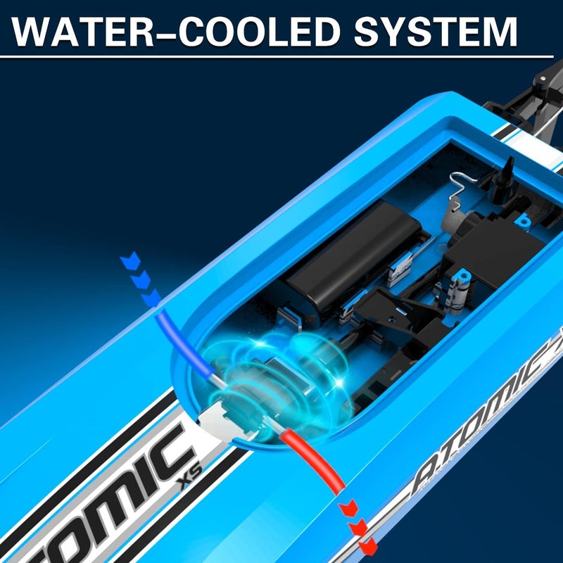 VOLANTEXRC Remote Control Boats for Pools and Lakes 20+MPH AtomicXS High Speed RC Boat for Kids or Adults Toy Boat Gifts with 2 Batteries & Reverse Function (795-5 Blue) - Image 3