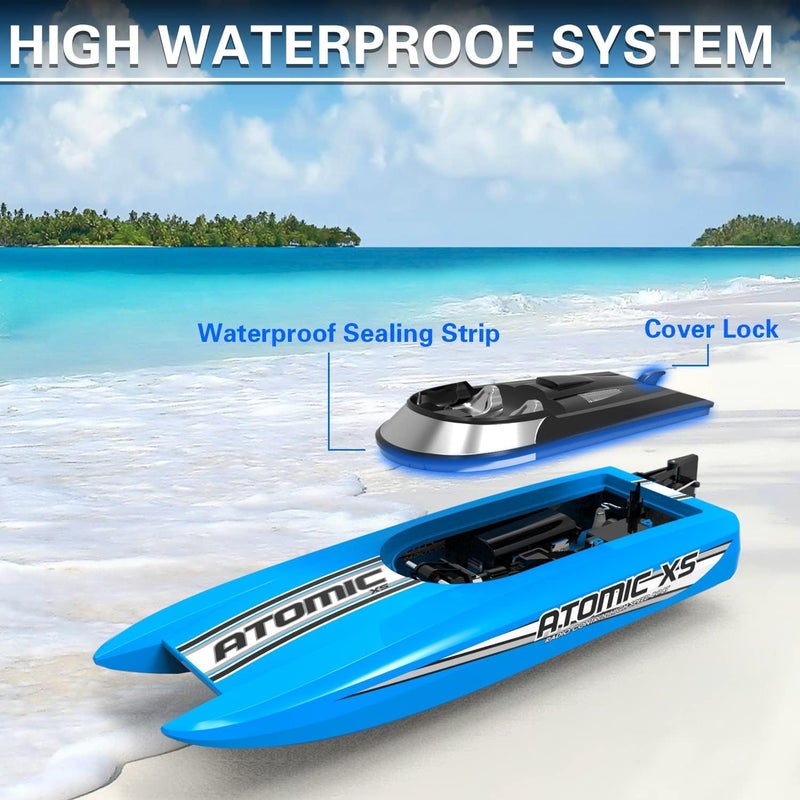 VOLANTEXRC Remote Control Boats for Pools and Lakes 20+MPH AtomicXS High Speed RC Boat for Kids or Adults Toy Boat Gifts with 2 Batteries & Reverse Function (795-5 Blue) - Image 5