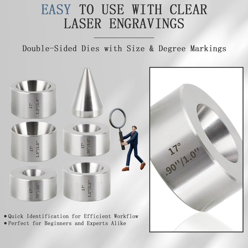 MOTOQUEEN 17 Degree Five Piece Set Folding Reduction Die Stainless Steel Stabilizer Folding Cone Die Set Coin Making Tool - Image 4