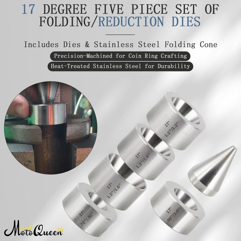 MOTOQUEEN 17 Degree Five Piece Set Folding Reduction Die Stainless Steel Stabilizer Folding Cone Die Set Coin Making Tool - Image 2
