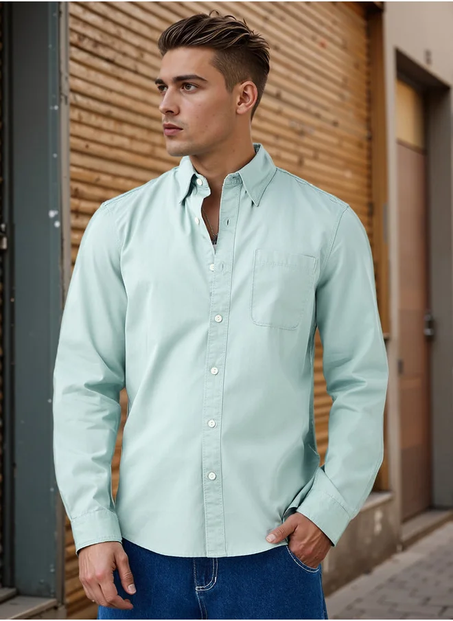 Lee Cooper Lee Cooper Regular Fit Collared Shirt with Chest Pocket