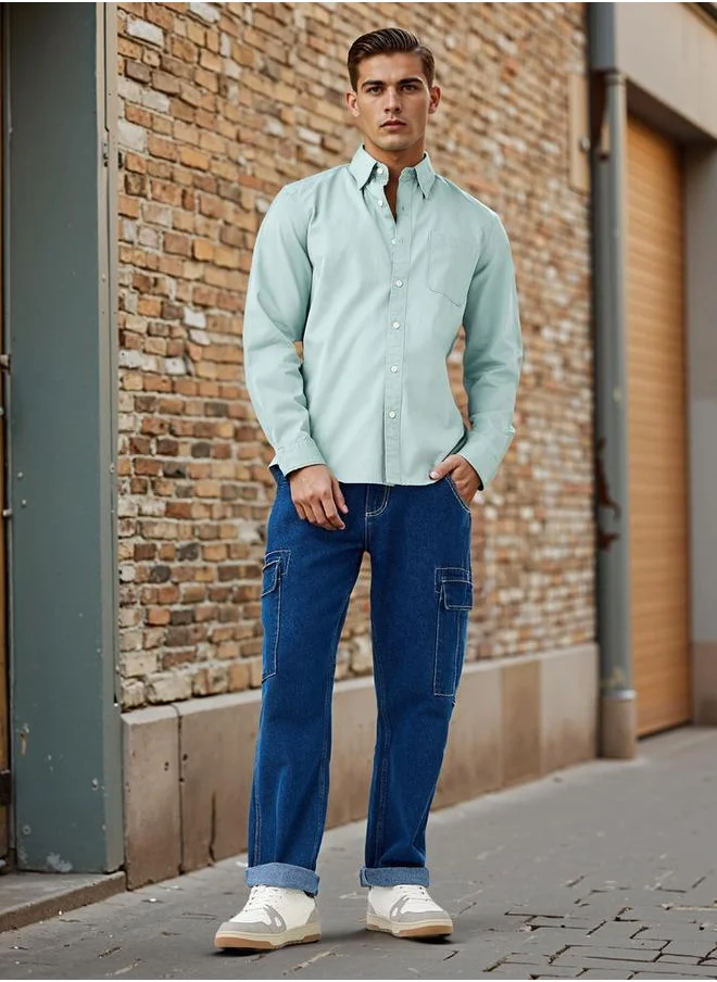 Lee Cooper Lee Cooper Regular Fit Collared Shirt with Chest Pocket