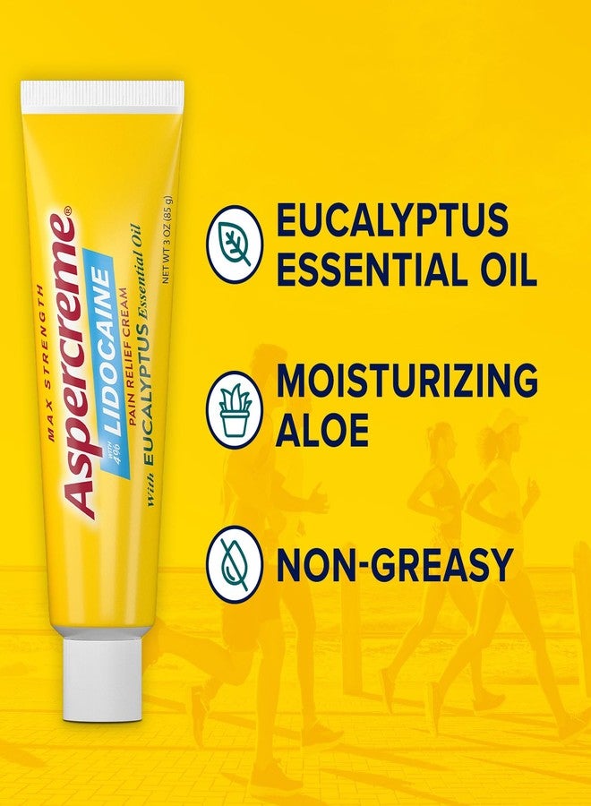 Aspercreme كريم تخفيف الألم أسبيركريم بزيوت أساسية وليدوكائين، أقصى قوة ليدوكائين تخفف ألم الأعصاب، مرطب بالصبار يرطب البشرة، يوكاليبتوس، 3 أوقية - Image 5