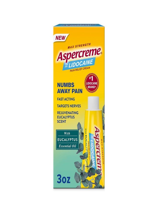 Aspercreme كريم تخفيف الألم أسبيركريم بزيوت أساسية وليدوكائين، أقصى قوة ليدوكائين تخفف ألم الأعصاب، مرطب بالصبار يرطب البشرة، يوكاليبتوس، 3 أوقية - Image 1