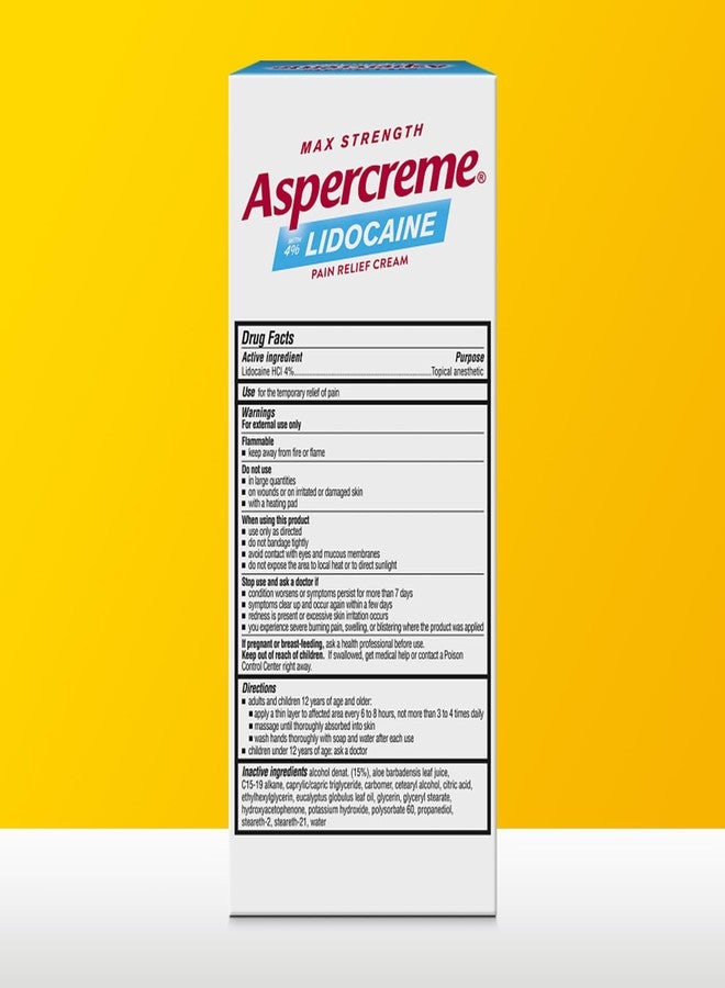 Aspercreme كريم تخفيف الألم أسبيركريم بزيوت أساسية وليدوكائين، أقصى قوة ليدوكائين تخفف ألم الأعصاب، مرطب بالصبار يرطب البشرة، يوكاليبتوس، 3 أوقية - Image 2
