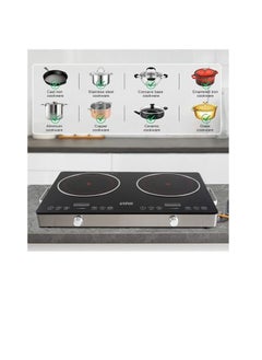 800W Double Electric Cooker, Electric Stove Induction Cooker Hot Plate Electric, Induction stove, Electric burner Adjustable Temp w/Handle for Home
