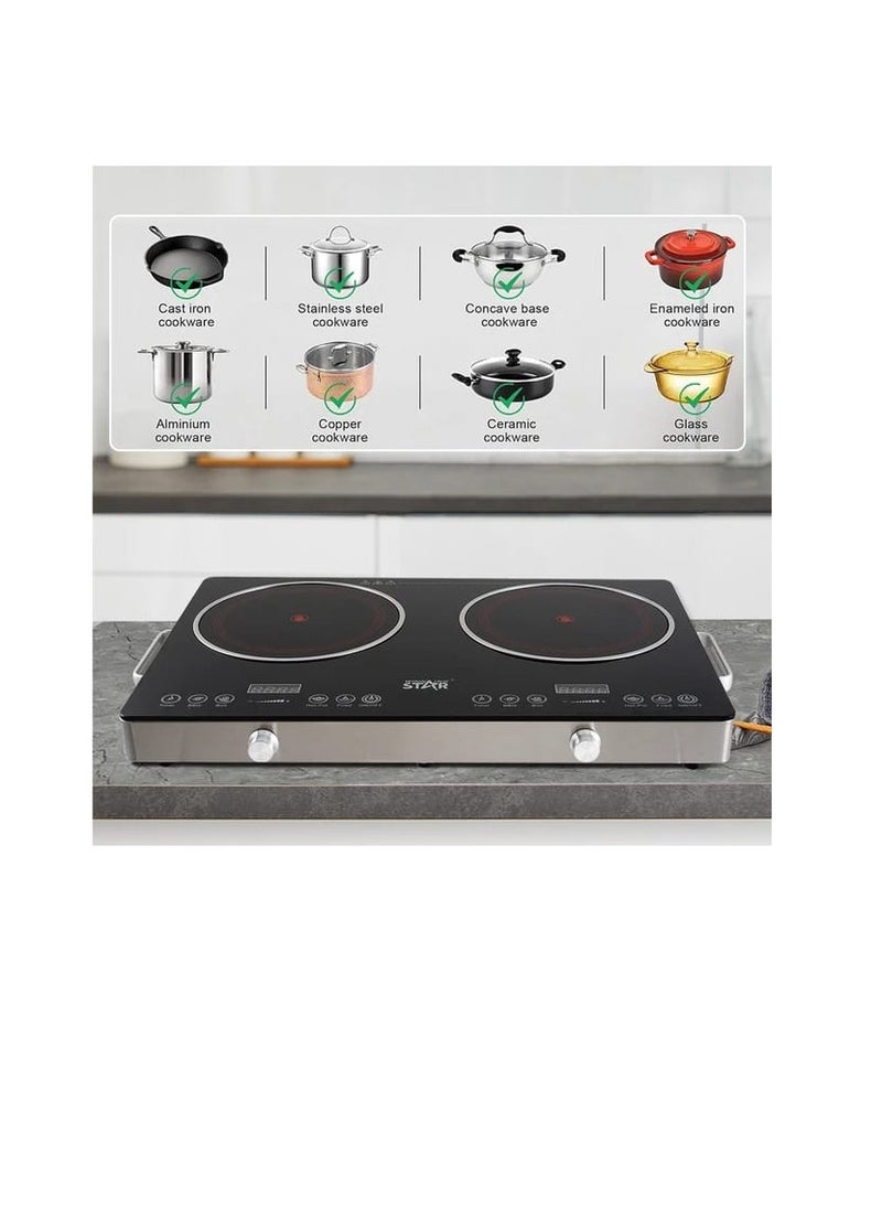 BAIG - 800W Double Electric Cooker, Electric Stove Induction Cooker Hot Plate Electric, Induction stove, Electric burner Adjustable Temp w/Handle for Home - Image 1