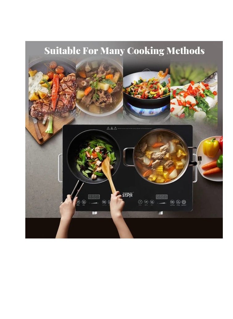 BAIG - 800W Double Electric Cooker, Electric Stove Induction Cooker Hot Plate Electric, Induction stove, Electric burner Adjustable Temp w/Handle for Home - Image 1