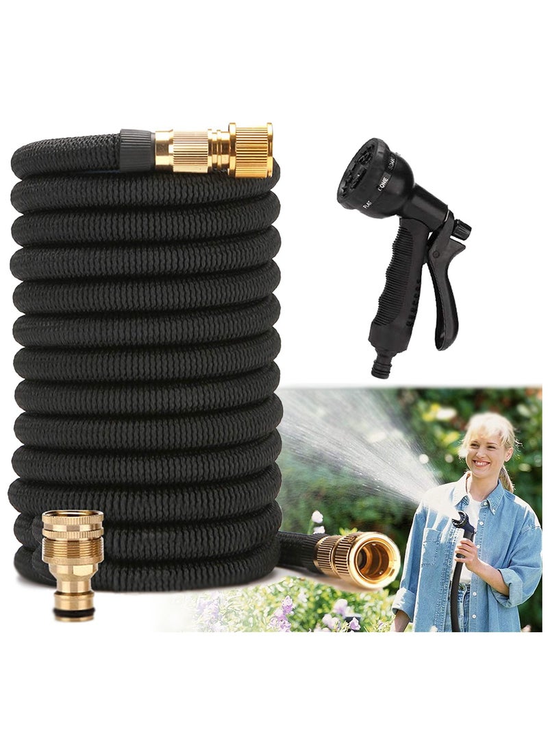 SYOSI Garden Hose 75ft,Expandable Garden Hose Pipe with 8 Modes Water Spray Gun, 1/2"-3/4" Solid Brass Fittings,Leak-Proof Garden Hosepipe for Gardening, Watering and Cleaning - Image 1