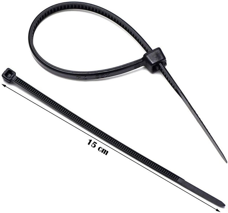 Cable Ties, 100pcs Self Locking Ties Heavy Duty Nylon Zip 15cm(4.5inch), Black - Image 2