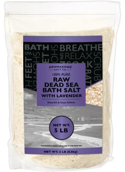 Aromasong Aromasong RAW Dead Sea Salt with 100 Natural Lavender 5 Lb Not Cleaned Still Contains All Dead Sea Minerals Including Dead Sea Mud Fine Medium Grain Large Resealable Bulk Pack 