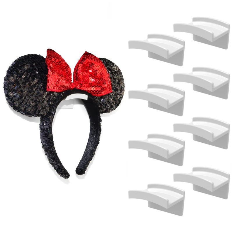 Modern JP Modern JP Adhesive Hooks for Disney Ears 8Pack  Minimalist Disney Ear Holder No Drilling Headband Holder Design Strong Hold Headband Organizer  USA Patented White 