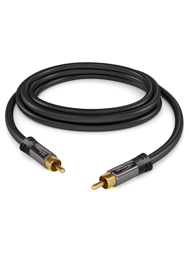 KabelDirekt â€“ 6ft Short â€“ RCA/Phono subwoofer Lead Cable, 1 to 1 RCA/Phono, Audio/Digital/Video (Coax, Male/Male Plugs, for amps/Hi-Fis, Audio Signals/Composite Video, 75 ohm, Black) - Image 2