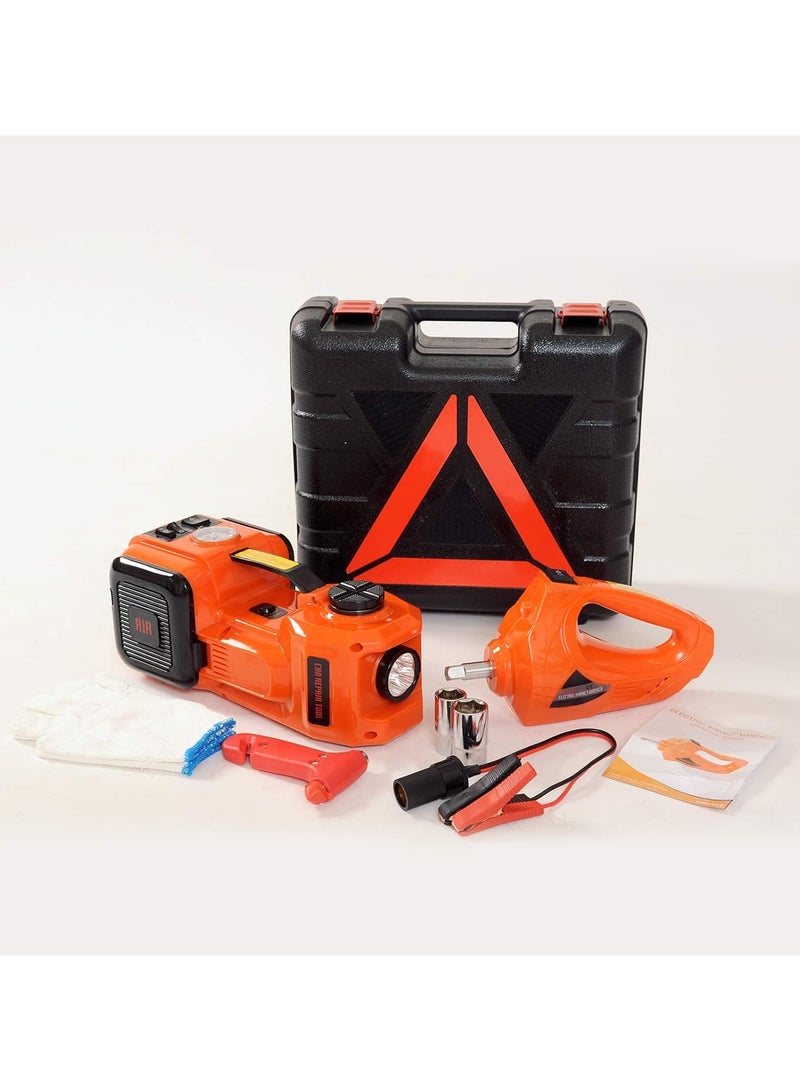 توبيز جاك السيارة الكهربائية من توبي 5 طن 12 فولت جاك سيارة هيدروليكي مع مضخة منفاخ الإطارات وضوء LED ، مقبس أرضي لرفع جاك السيارة الكهربائية لتغيير إطارات سيارات الدفع الرباعي - Image 1