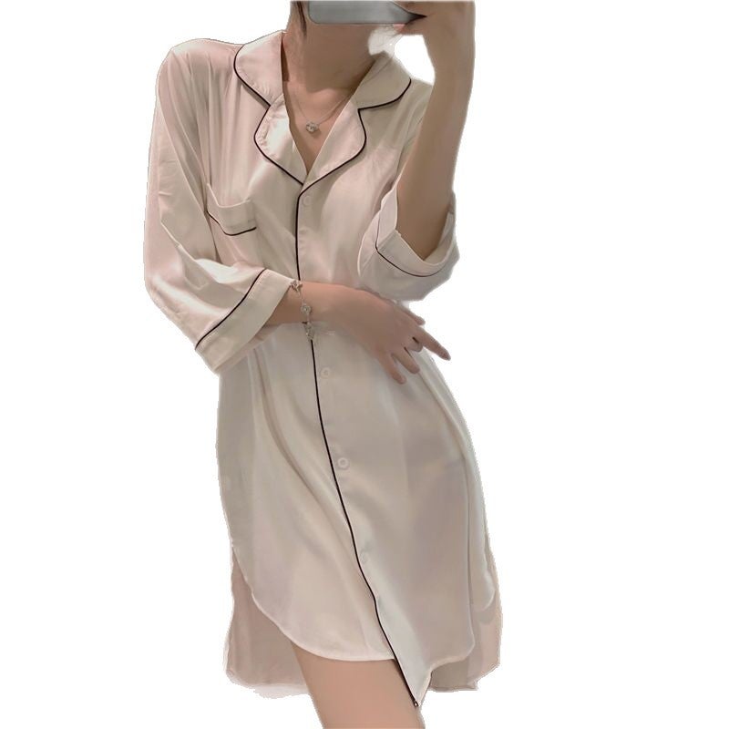 Women's Loose Fit Faux Silk Pajama Set - Image 5