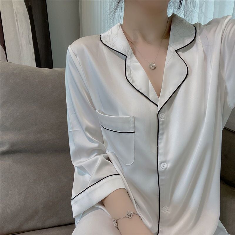 Women's Loose Fit Faux Silk Pajama Set - Image 2