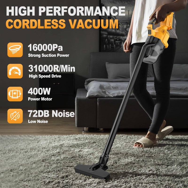 CAMXTOOL Cordless Vacuum for Dewalt 20V Battery, Portable Handheld Vacuum Cleaner with 2 HEPA Filter, 4 Multi Nozzle, Power Shop Vacuum for Home, Car, Floor, Carpet (Battery Not Included) - Image 2