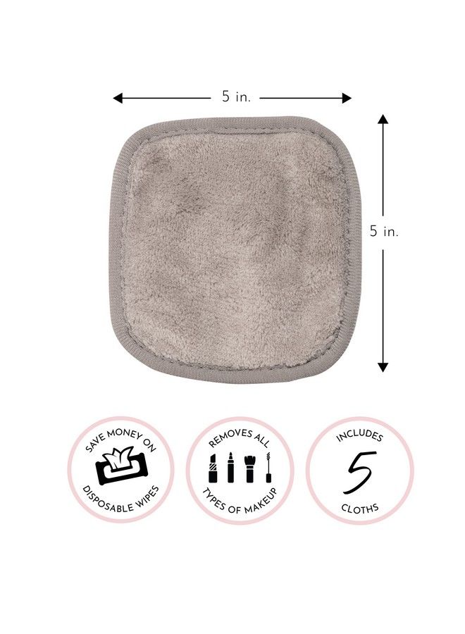 S&T INC. Reusable Makeup Remover Wipes Wash Cloths For Your Face Microfiber Face Cloths Clean Makeup Eyeliner Mascara And Oil From Skin Grey 5 Inch X 5 Inch 5 Pack  - Image 3