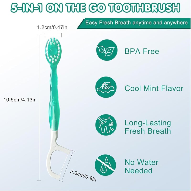 LINJIE Mini Travel Toothbrush, 5 in 1 Mini Disposable Toothbrushes, Individually Wrapped Box for On-The-Go, Camping, Work (Mixed flavors,10 Count） - Image 3